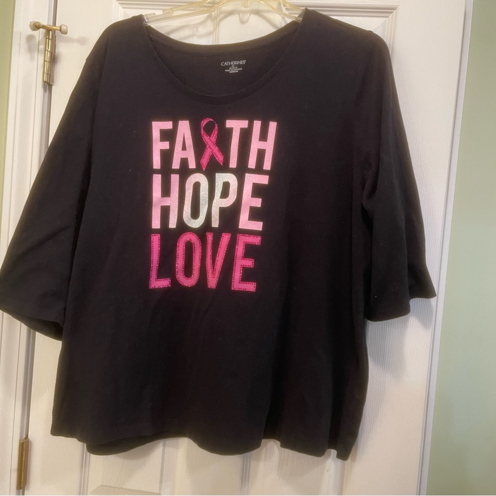 Catherines Black Cancer Support Graphic Tee.  (78)